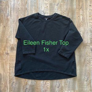 Eileen Fisher Organic Cotton Top, Black, Size 1X